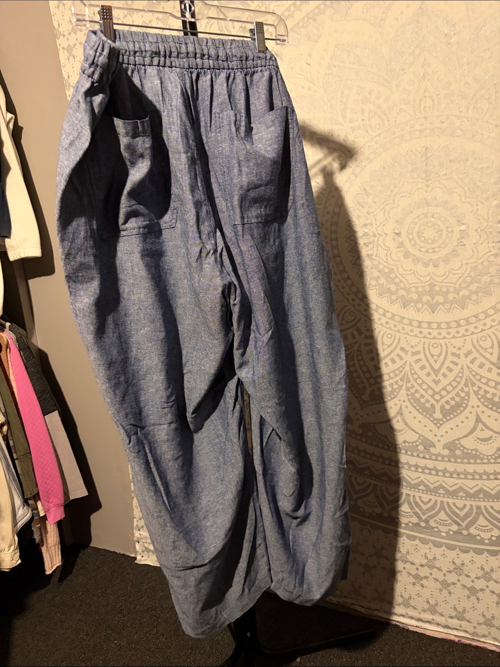 Light Wash Chambray lounge Drawstring Pants - Blue - Picture 2 of 4